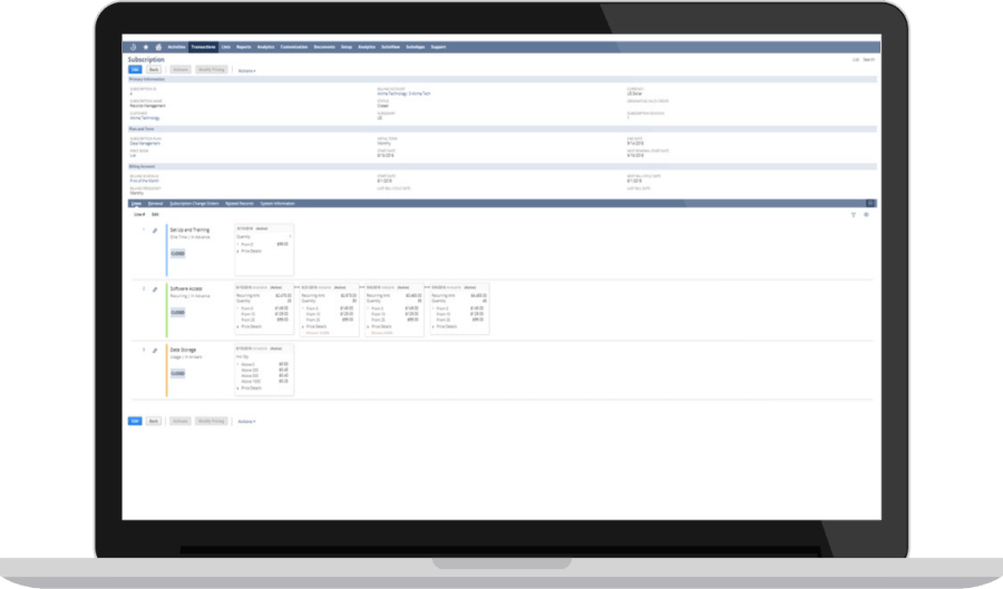 NetSuite billing dashboard