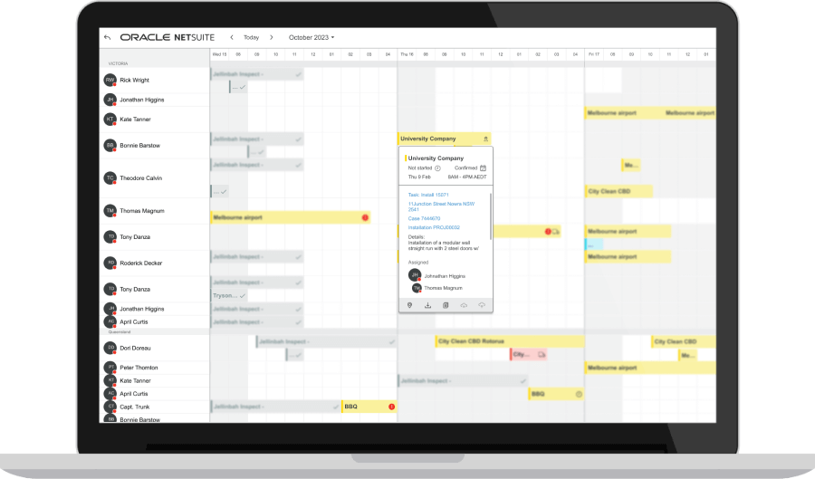 NetSuite Schedule Board Dashboard