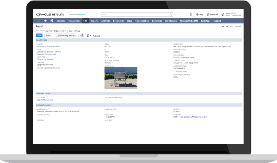 NetSuite Asset Management Dashboard