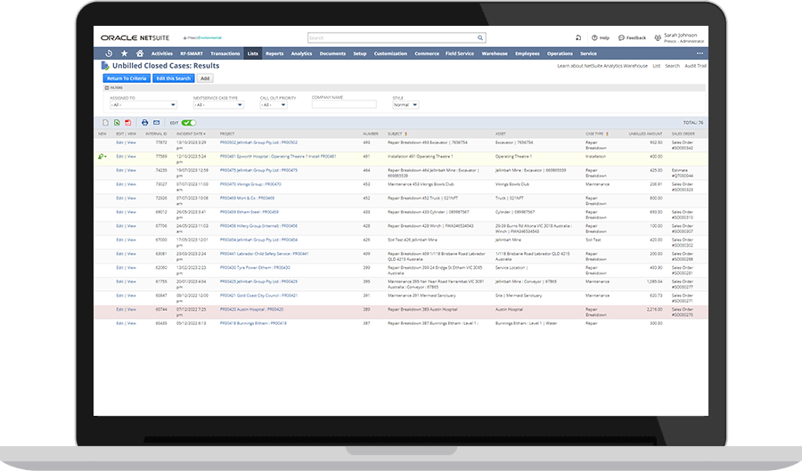 NetSuite Billing Dashboard